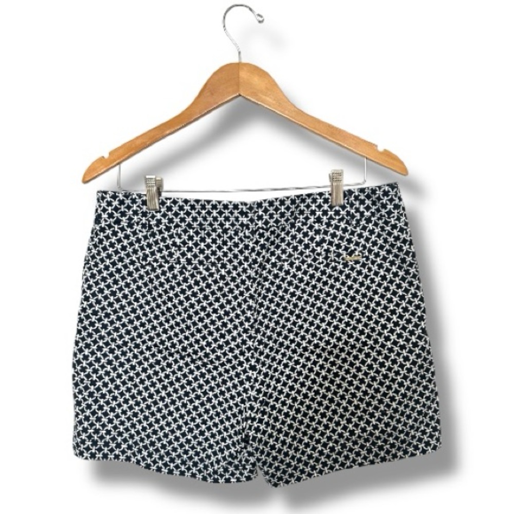 Anne Klein Black & White Print Tailored Shorts Size 12 Gold Button - Picture 2 of 6